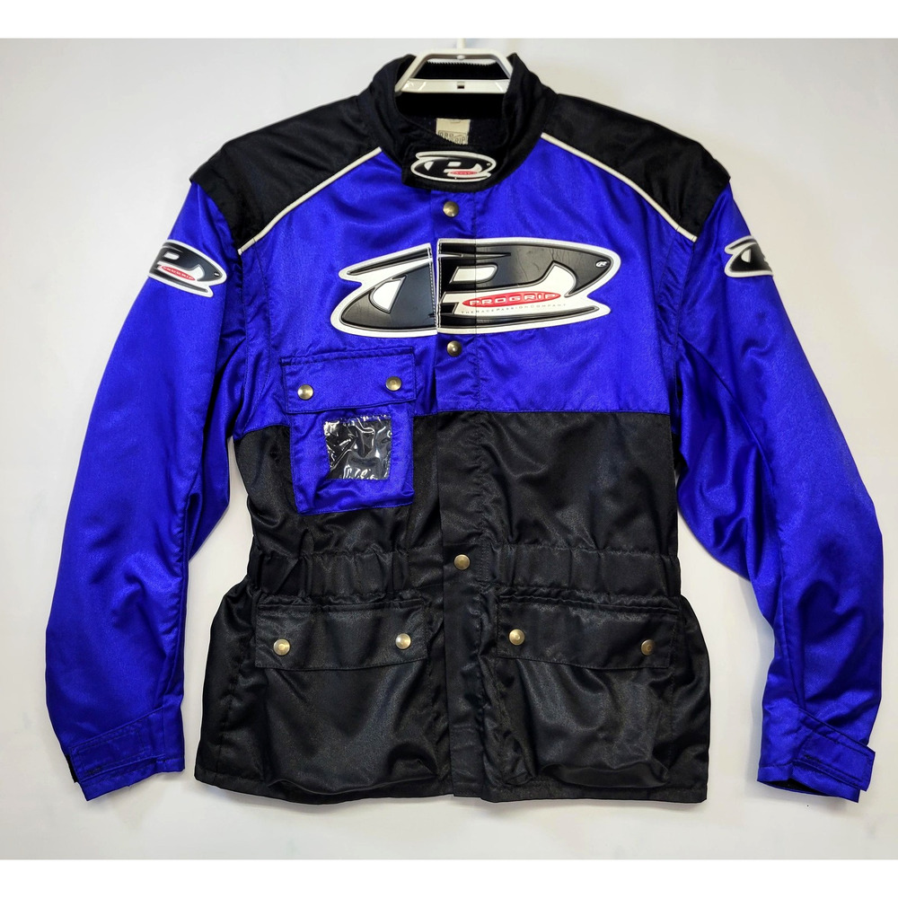Progrip Jacket Mens Large Blue Black Motorcycle Racing Made Italy Nylon‎